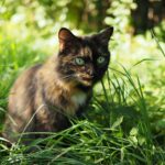 Rituals and Myths brown and black cat sitting on green grass