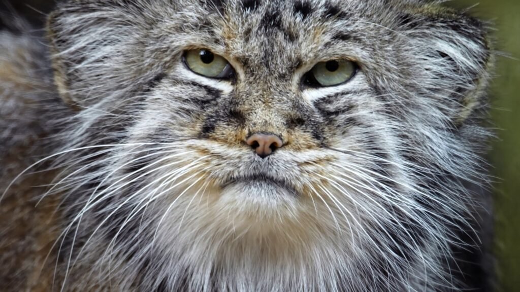 a close up of a cat's face with a blurry background