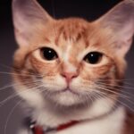Close-up portrait of a ginger cat with white fur